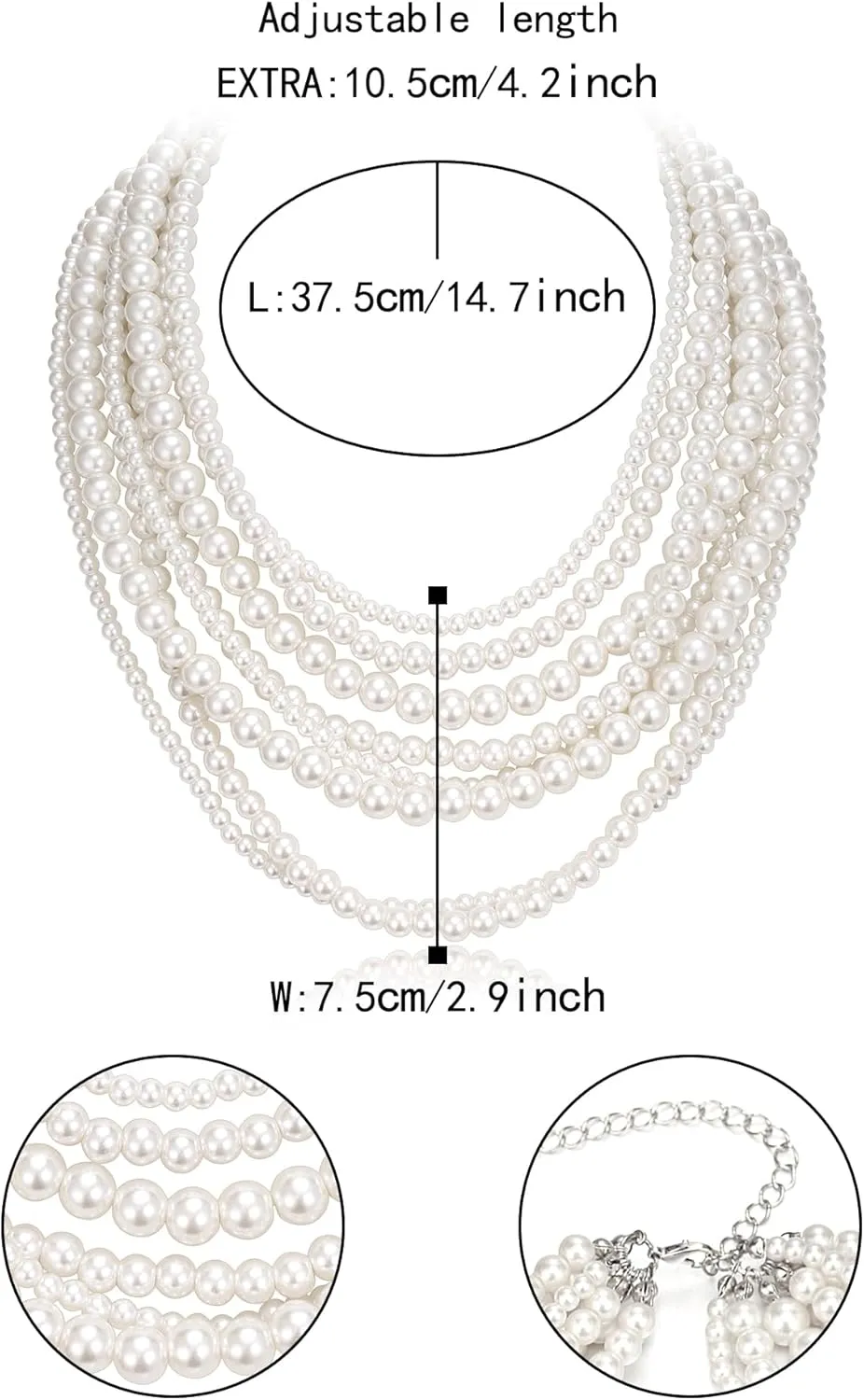 Flyonce Multi Layered Choker Collar Necklace, Glitter Rhinestone Crystal Tassel Multi-Strand Fringe Chains Bib Statement Necklace Prom Jewelry for Women