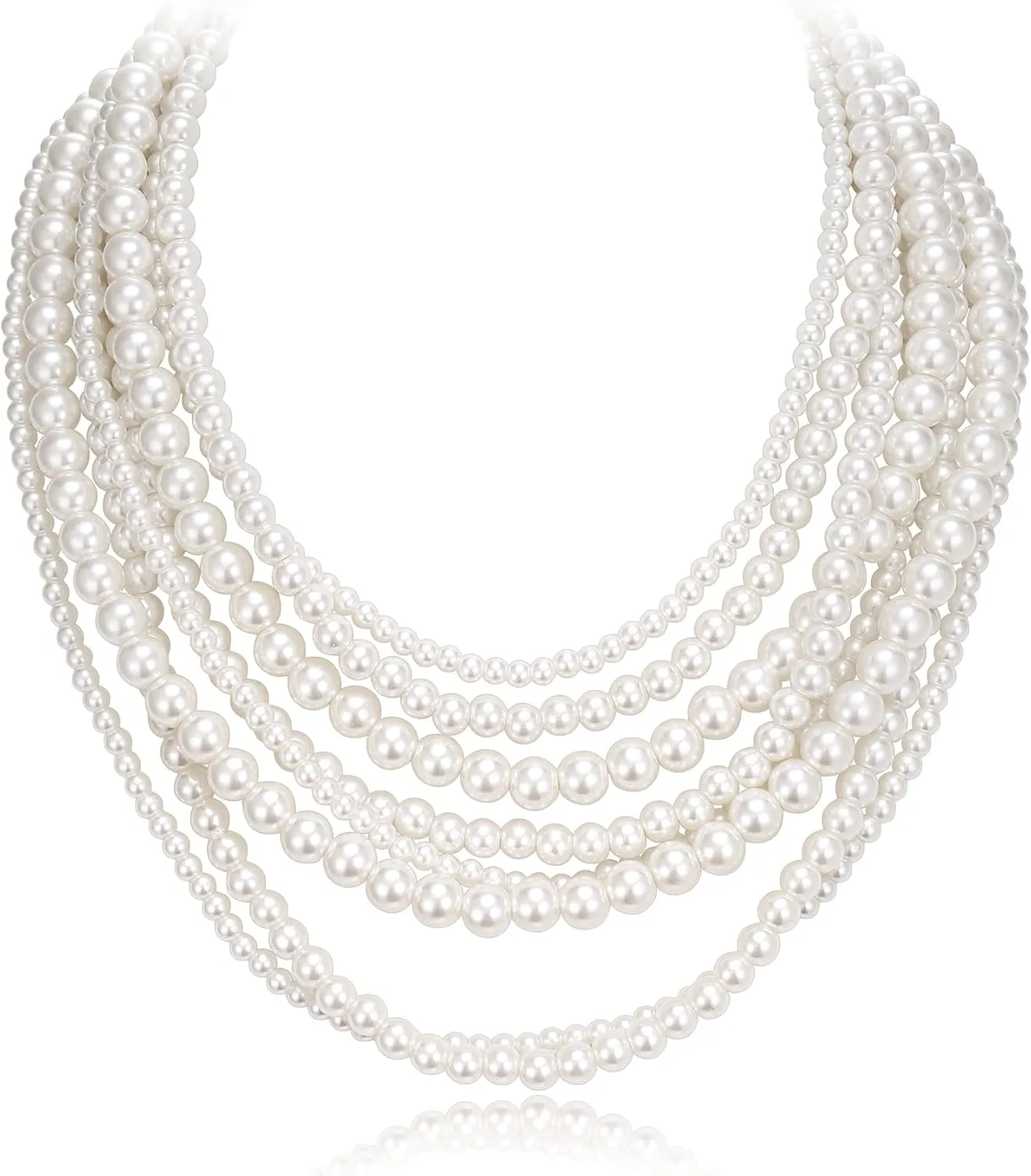 Flyonce Multi Layered Choker Collar Necklace, Glitter Rhinestone Crystal Tassel Multi-Strand Fringe Chains Bib Statement Necklace Prom Jewelry for Women