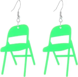 Folding Chair Acrylic Earrings for Women Funny Colorful Resin Black Chair Montgomery Alabama Brawl Fight Dangle Drop Earrings for Friends Family Souvenir Jewelry Gifts