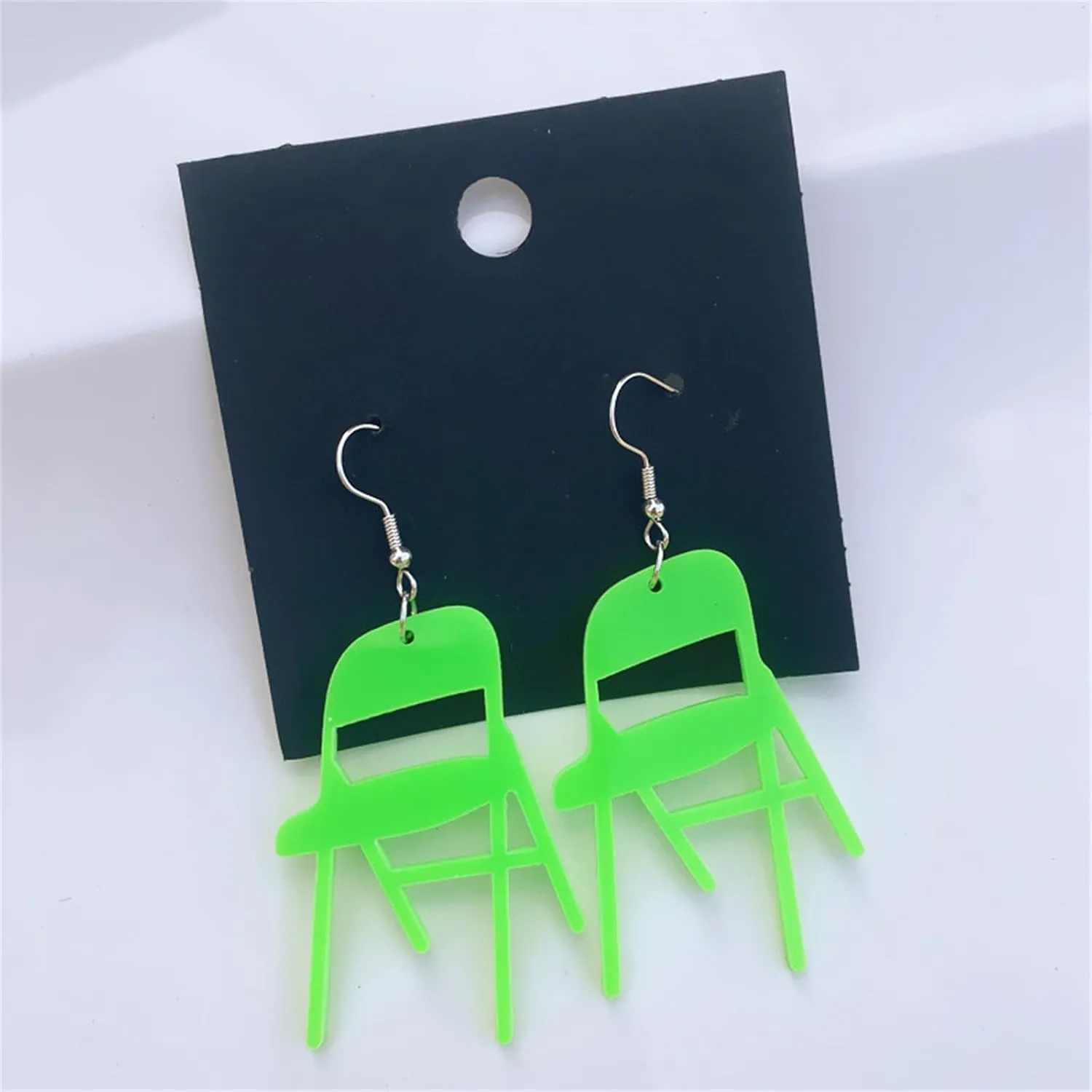 Folding Chair Acrylic Earrings for Women Funny Colorful Resin Black Chair Montgomery Alabama Brawl Fight Dangle Drop Earrings for Friends Family Souvenir Jewelry Gifts