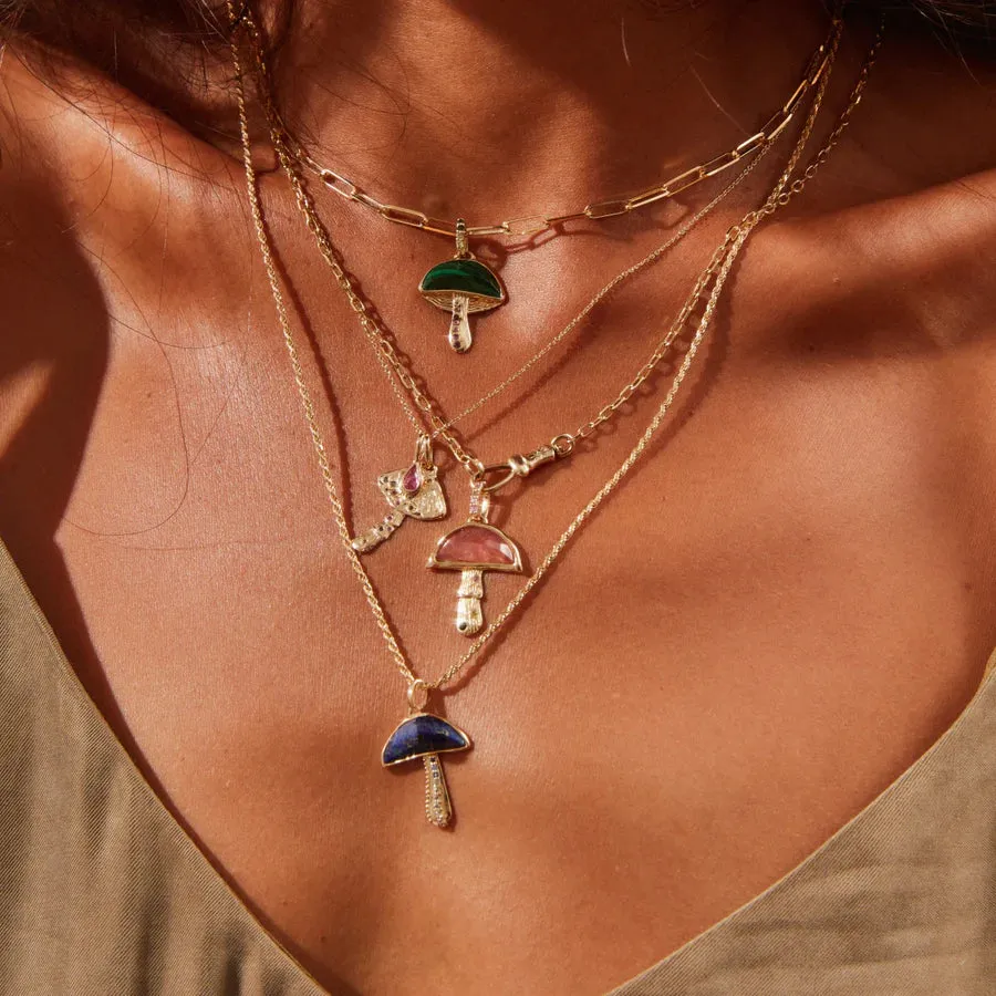 Forest Seeker Malachite Mushroom Charm (10K Gold)
