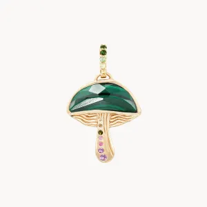 Forest Seeker Malachite Mushroom Charm (10K Gold)