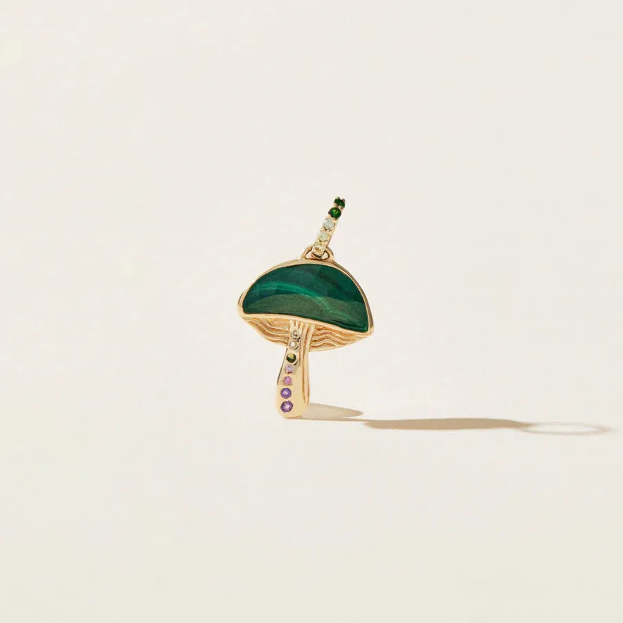 Forest Seeker Malachite Mushroom Charm (10K Gold)