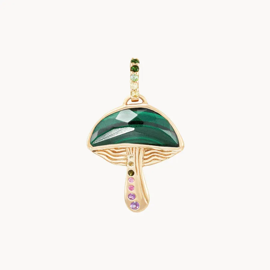 Forest Seeker Malachite Mushroom Charm (10K Gold)