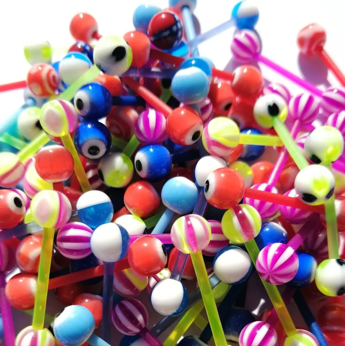 FORUBUS Colorful Tongue Rings Nipple Rings for Women Body Piercing Jewelry 14G 16mm Pierced Barbells Body Jewelry 50Pcs/30Pcs/20Pcs Pack