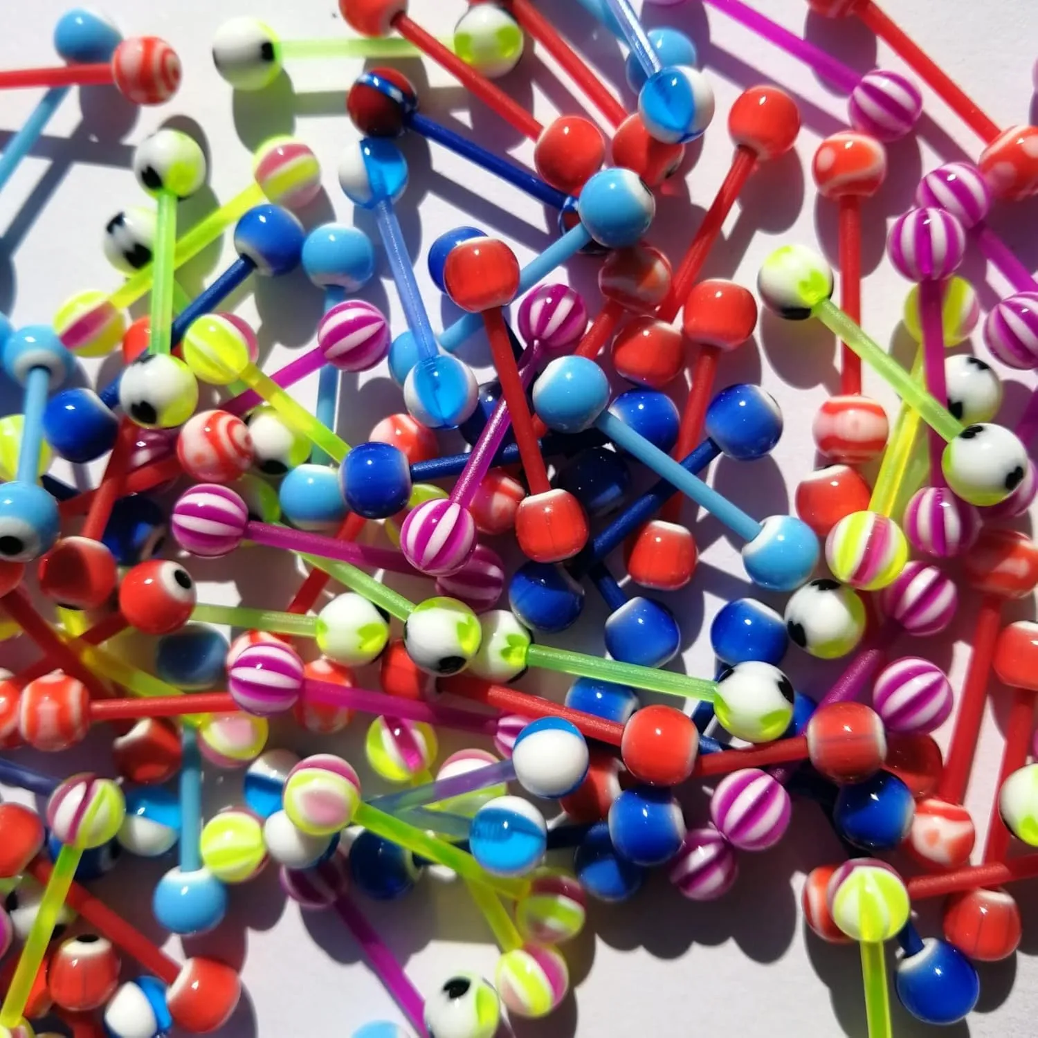 FORUBUS Colorful Tongue Rings Nipple Rings for Women Body Piercing Jewelry 14G 16mm Pierced Barbells Body Jewelry 50Pcs/30Pcs/20Pcs Pack