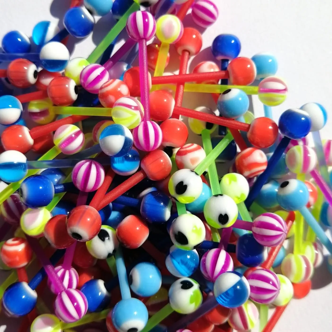 FORUBUS Colorful Tongue Rings Nipple Rings for Women Body Piercing Jewelry 14G 16mm Pierced Barbells Body Jewelry 50Pcs/30Pcs/20Pcs Pack