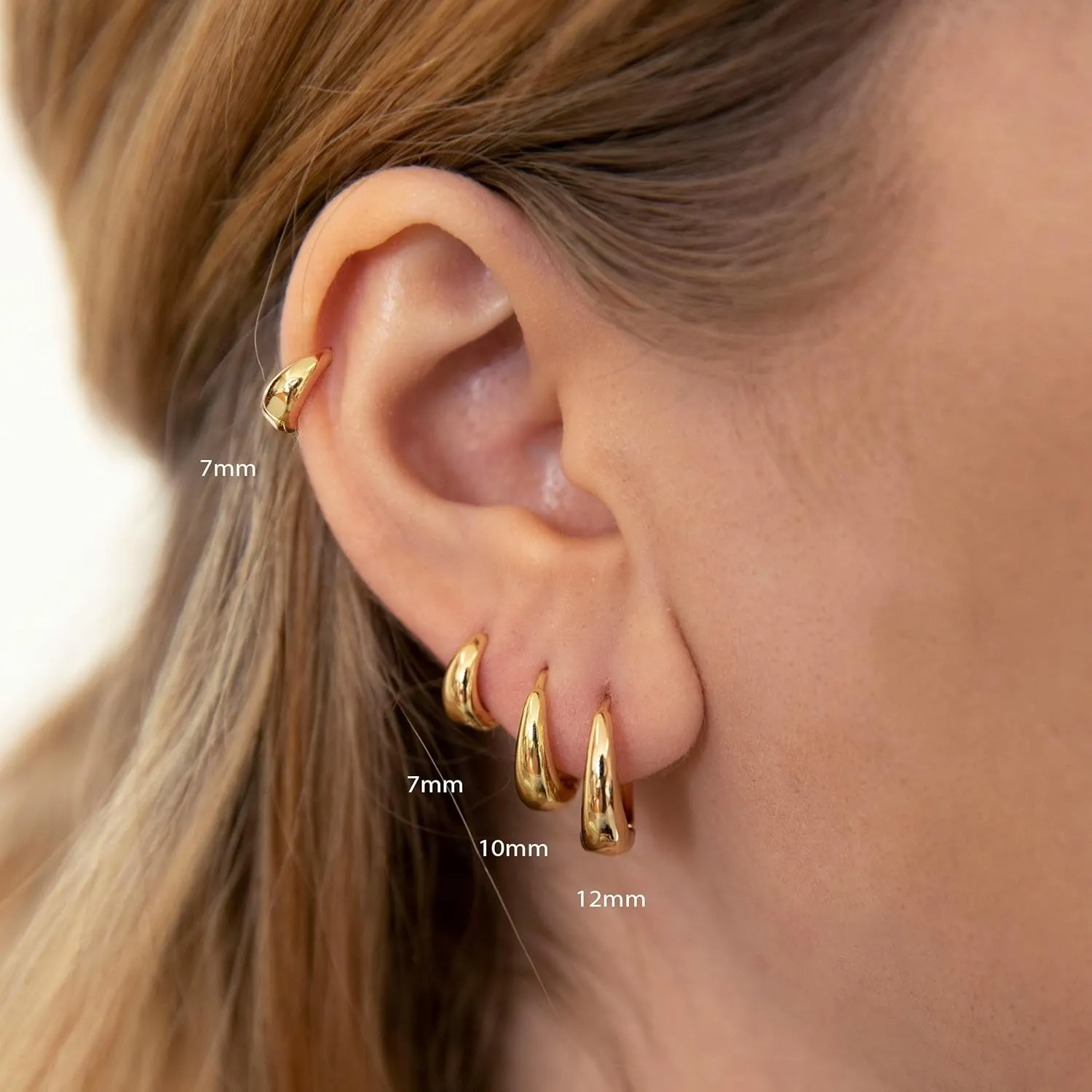 Foxgirl 4 Pairs Chunky Small Huggie Hoop Earrings for Women - Dainty 14K Gold/Sterling Silver Plated Hypoallergenic Lightweight Stack Earring Sets for Multiple Piercing Trendy Jewelry