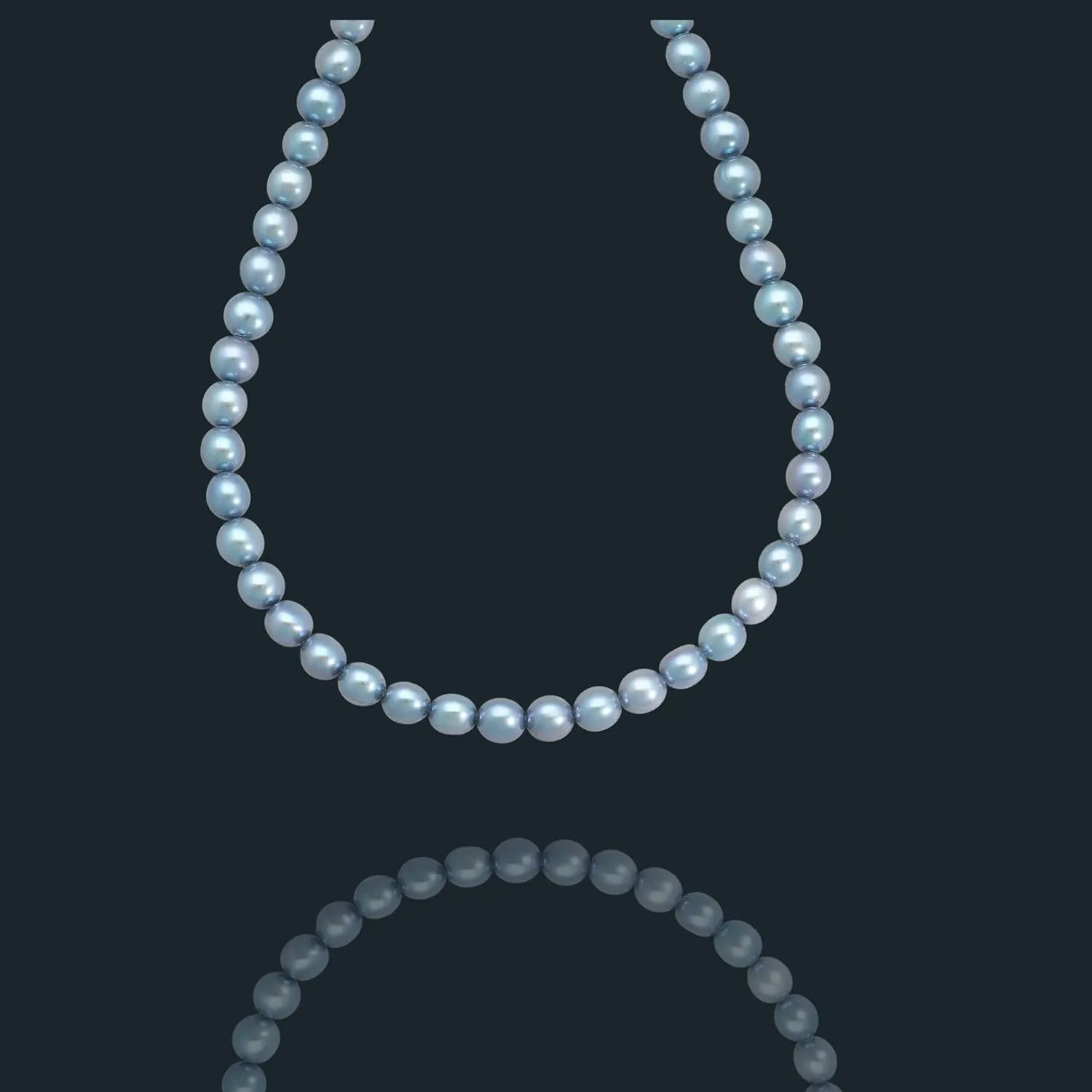 Fresh Water Round Blue Pearls Necklace for Valentines Day/Girlfriend/Wedding/Birthday/Anniversary/Brides (BLUE PEARL)