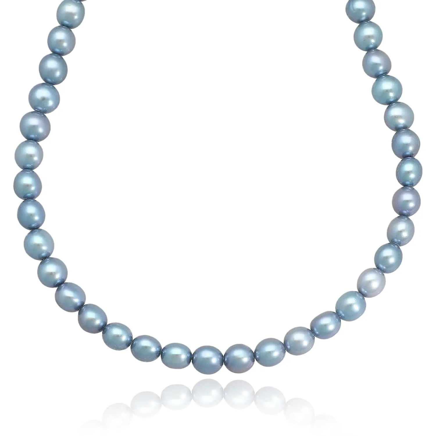 Fresh Water Round Blue Pearls Necklace for Valentines Day/Girlfriend/Wedding/Birthday/Anniversary/Brides (BLUE PEARL)