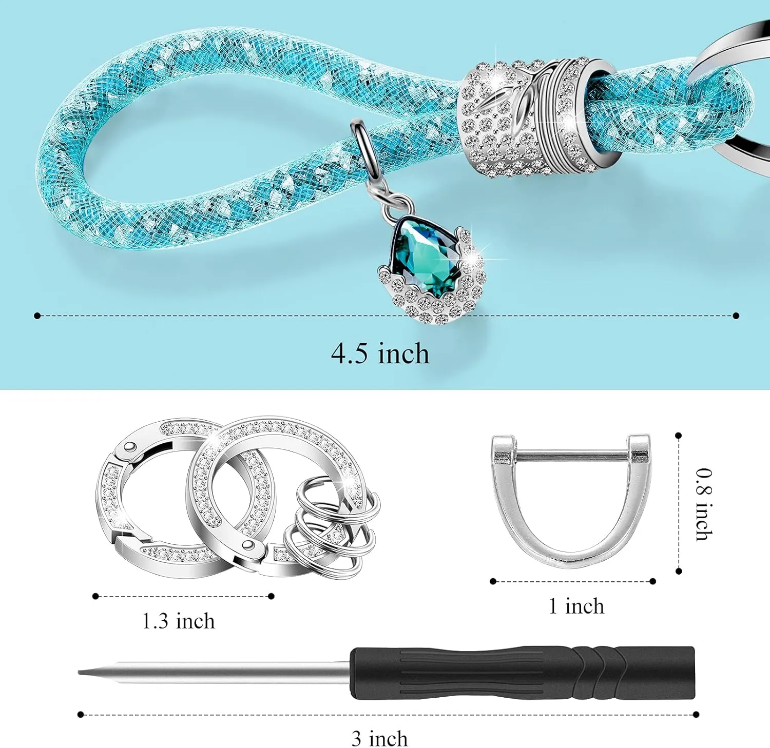 Frienda Bling Car Wristlet Keychain Gifts for Women Crystal Glitter Lanyard Rhinestone Fob Car Key Chains DIY Crafts