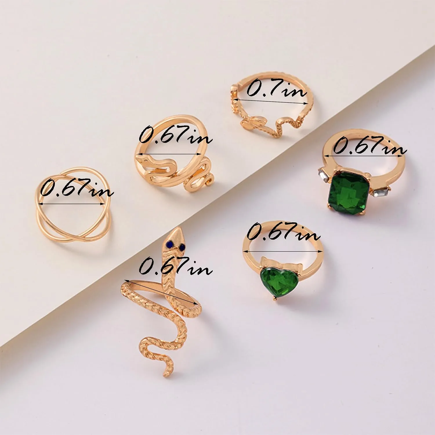 Frodete Snake Stackable Rings for Women Snake Jewelry Set Adjustable Vintage Reptile Serpent Rings Punk Goth Knuckle Rings Halloween Party Costume Accessories