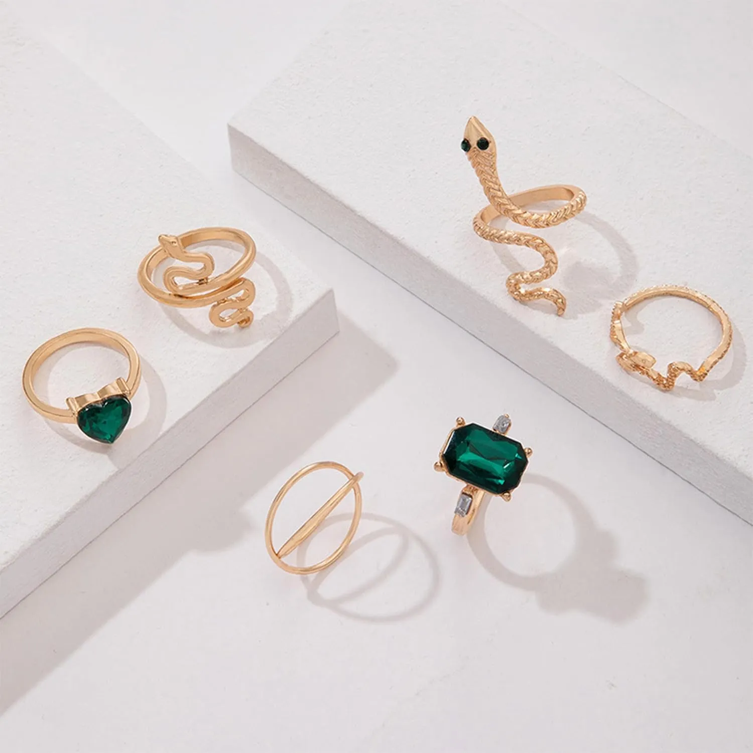 Frodete Snake Stackable Rings for Women Snake Jewelry Set Adjustable Vintage Reptile Serpent Rings Punk Goth Knuckle Rings Halloween Party Costume Accessories