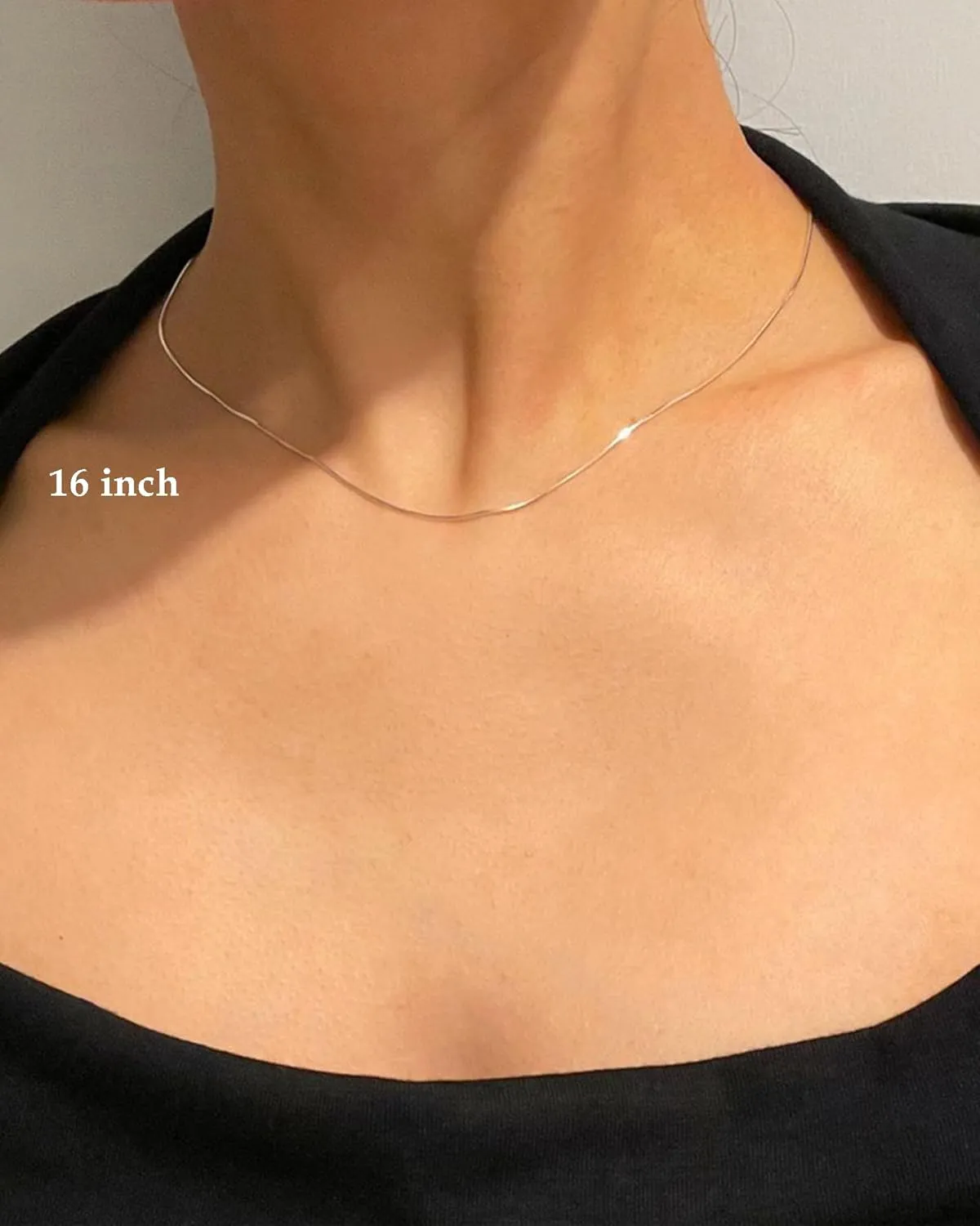 FUNEIA 925 Sterling Silver Necklace for Women Trendy Dainty Real Silver Chain Necklace Simple Thin Box Chain Beaded Chain Snake Chain Herringbone Necklaces Jewelry 14/16/18 Inch