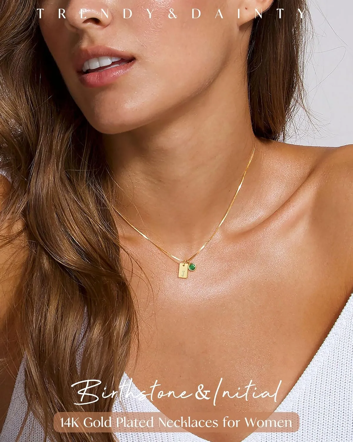 FUNEIA Initial Necklaces for Women Dainty Gold Birthstone Necklace for Women Trendy 14K Gold Plated Letter Necklace Non Tarnish Tiny Emerald Pendant a e s t k m j Necklace Gold Jewelry Birthday Gifts