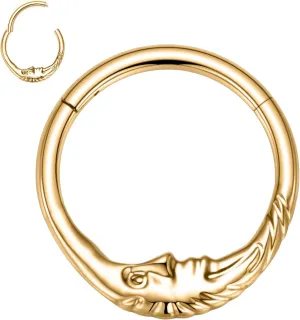FUNLMO 16G Crescent Moon Face Septum Ring Nose Ring Daith Piercing Jewelry 316L Surgical Steel Septum Jewelry Unique Helix Tragus Piercing Jewelry Cartilage Earring