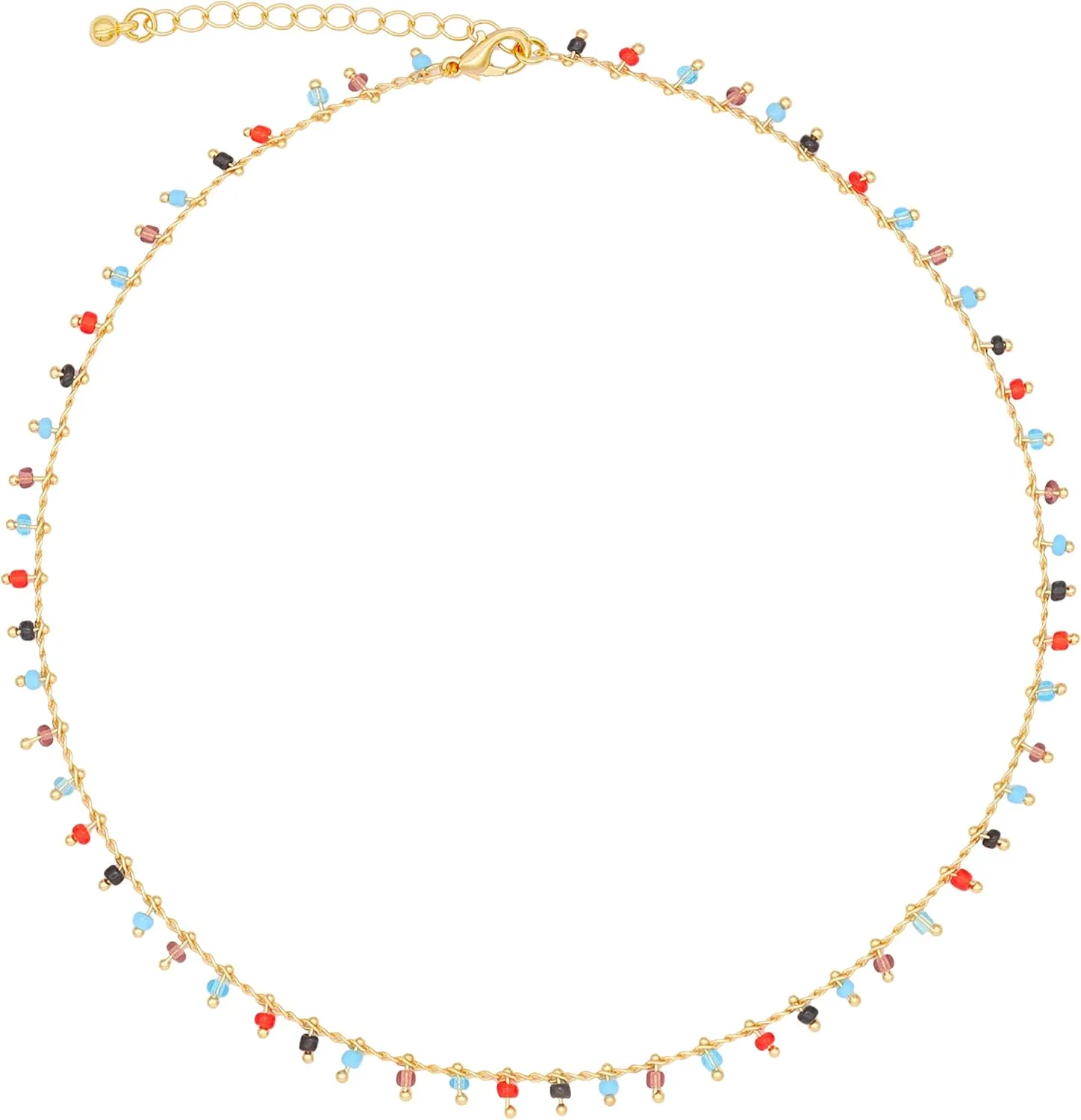 FUTIMELY Bohemia Green Beaded Beads Choker Necklace for Women,Simple Fresh Green Beaded Square Round Bead Choker Necklace