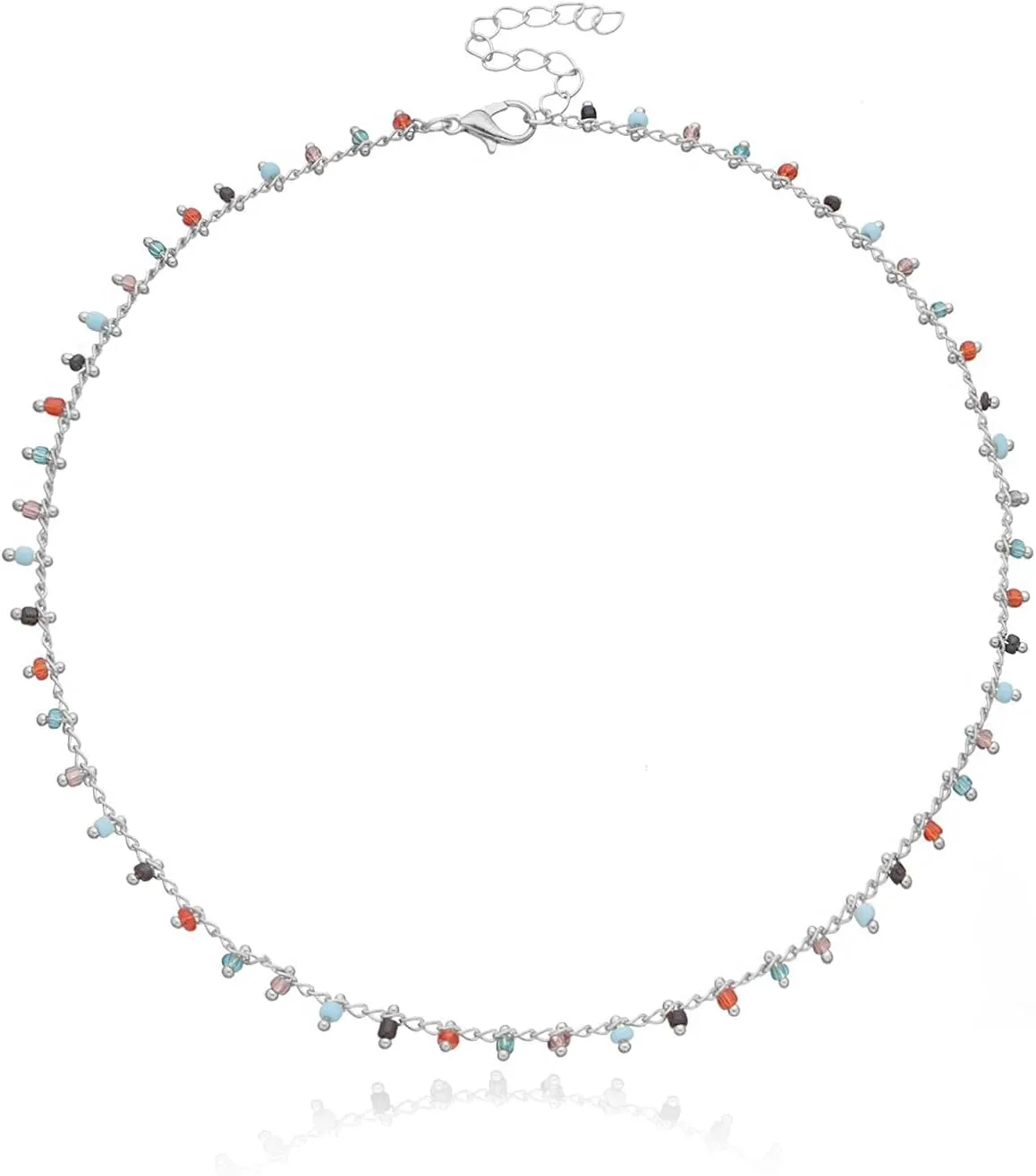 FUTIMELY Bohemia Green Beaded Beads Choker Necklace for Women,Simple Fresh Green Beaded Square Round Bead Choker Necklace