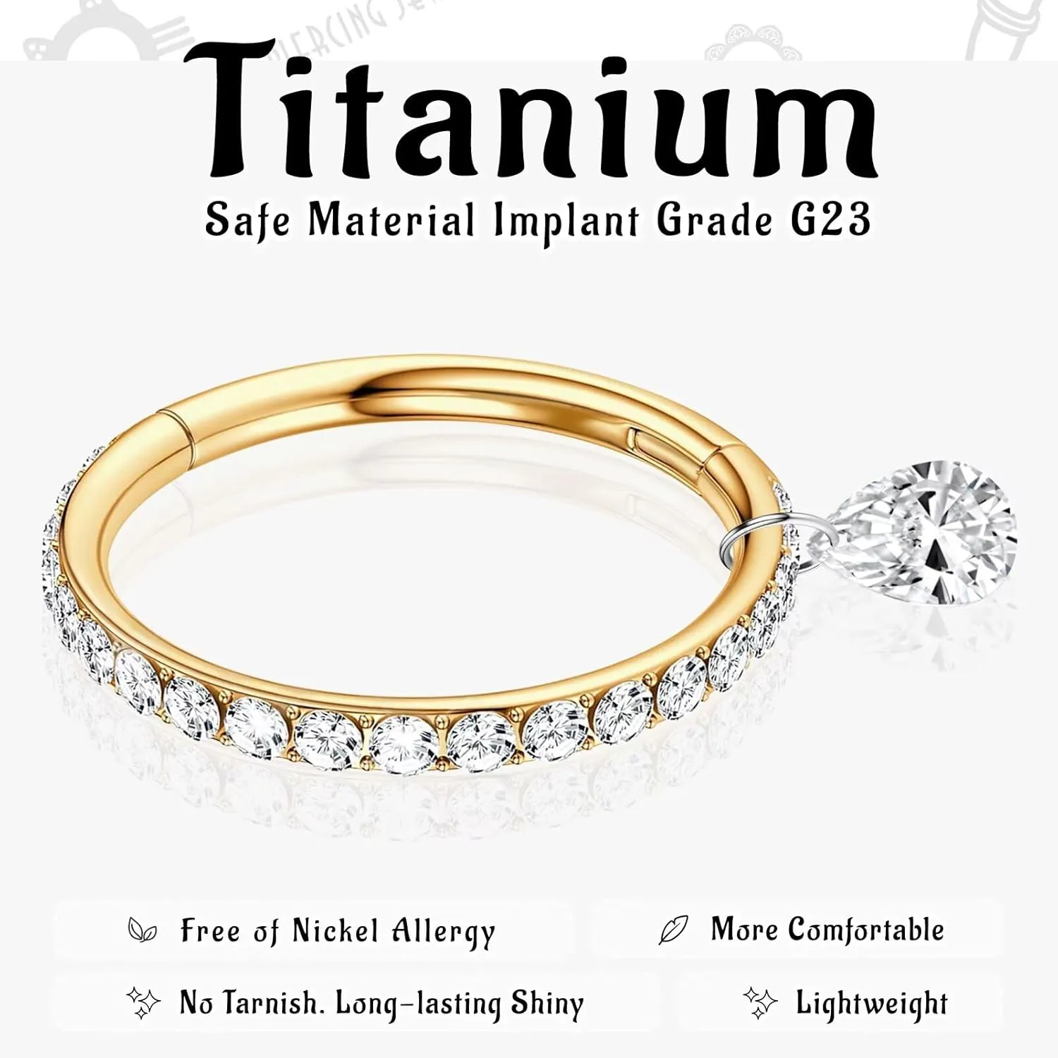 G23 Titanium Cartilage Earring Hoop: 16G 8mm 10mm 12mm Conch Helix Piercing Jewelry CZ Double/Triple Nose Rings Hoops Septum Rings Hypoallergenic Hinged Segment Clicker Lip Rings Rook Daith Tragus Earrings