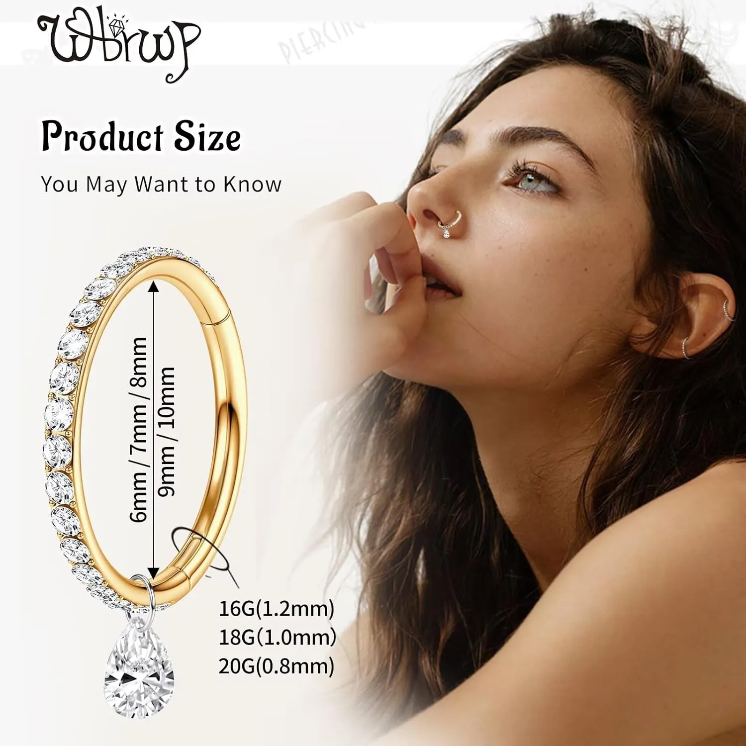 G23 Titanium Cartilage Earring Hoop: 16G 8mm 10mm 12mm Conch Helix Piercing Jewelry CZ Double/Triple Nose Rings Hoops Septum Rings Hypoallergenic Hinged Segment Clicker Lip Rings Rook Daith Tragus Earrings