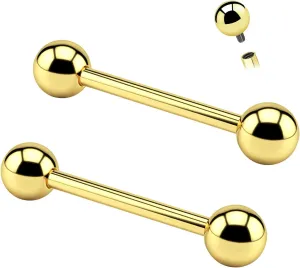 G23 Titanium Internally Threaded Straight Barbell 14mm/16mm Nipple Ring 2Pcs 14G Tongue Rings Body Piercing Jewelry for Women