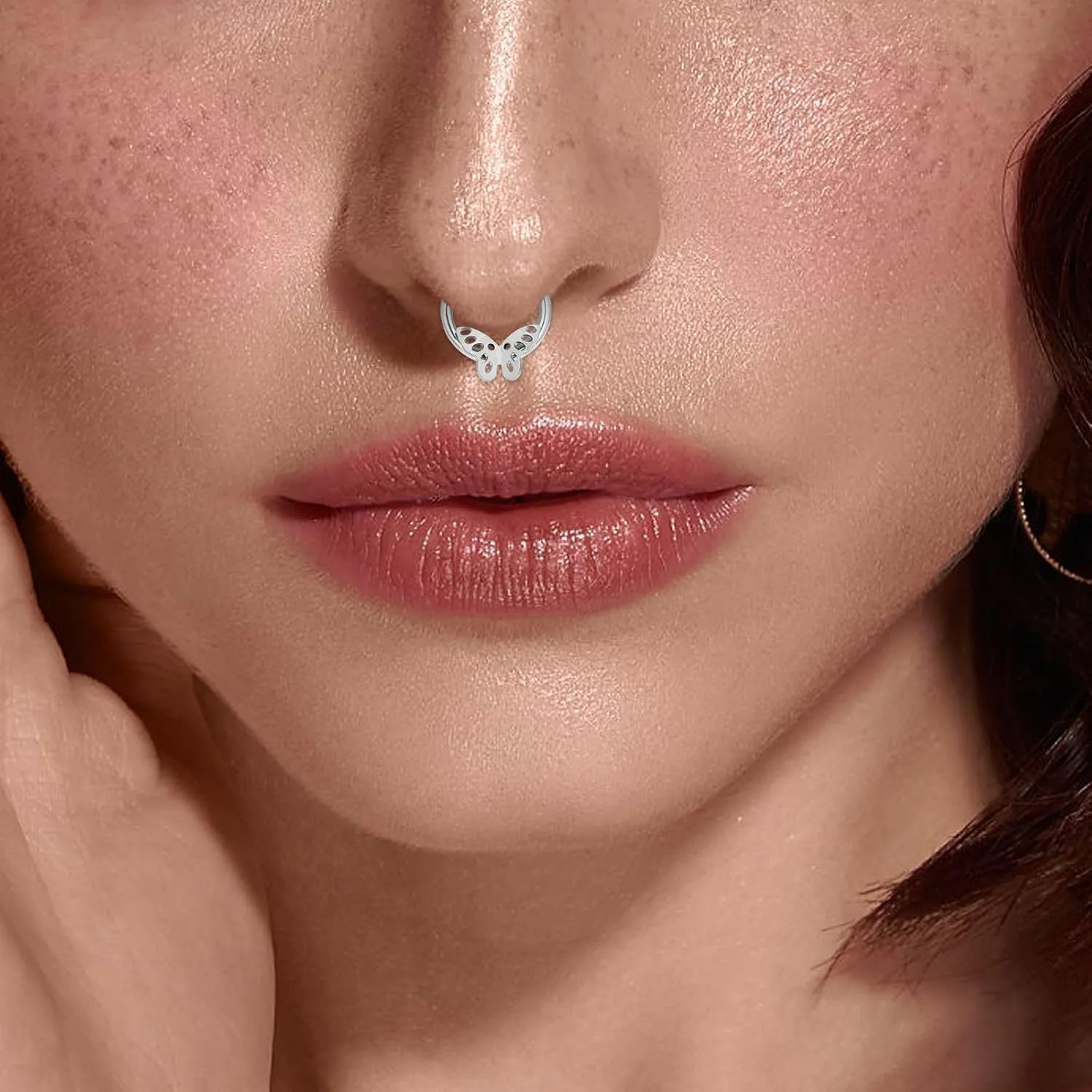 G23 Titanium Septum Rings Hypoallergenic Nose Rings Cubic Zirconia Cartilage Helix Earrings Hinged Segment Seamless Clicker Nose Rings Daith Piercing Jewelry