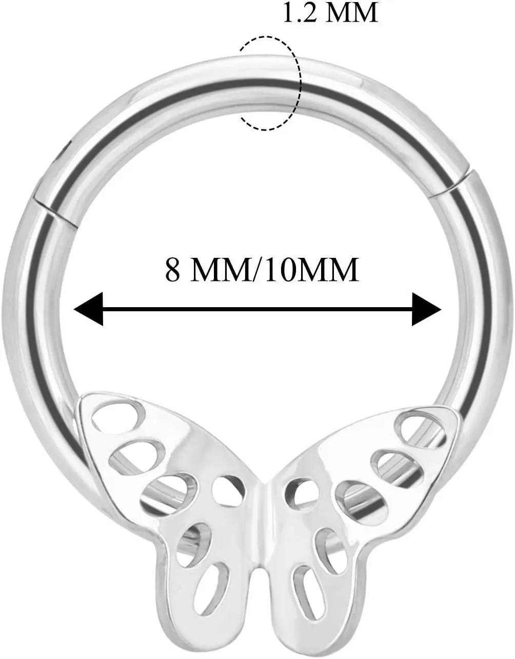 G23 Titanium Septum Rings Hypoallergenic Nose Rings Cubic Zirconia Cartilage Helix Earrings Hinged Segment Seamless Clicker Nose Rings Daith Piercing Jewelry