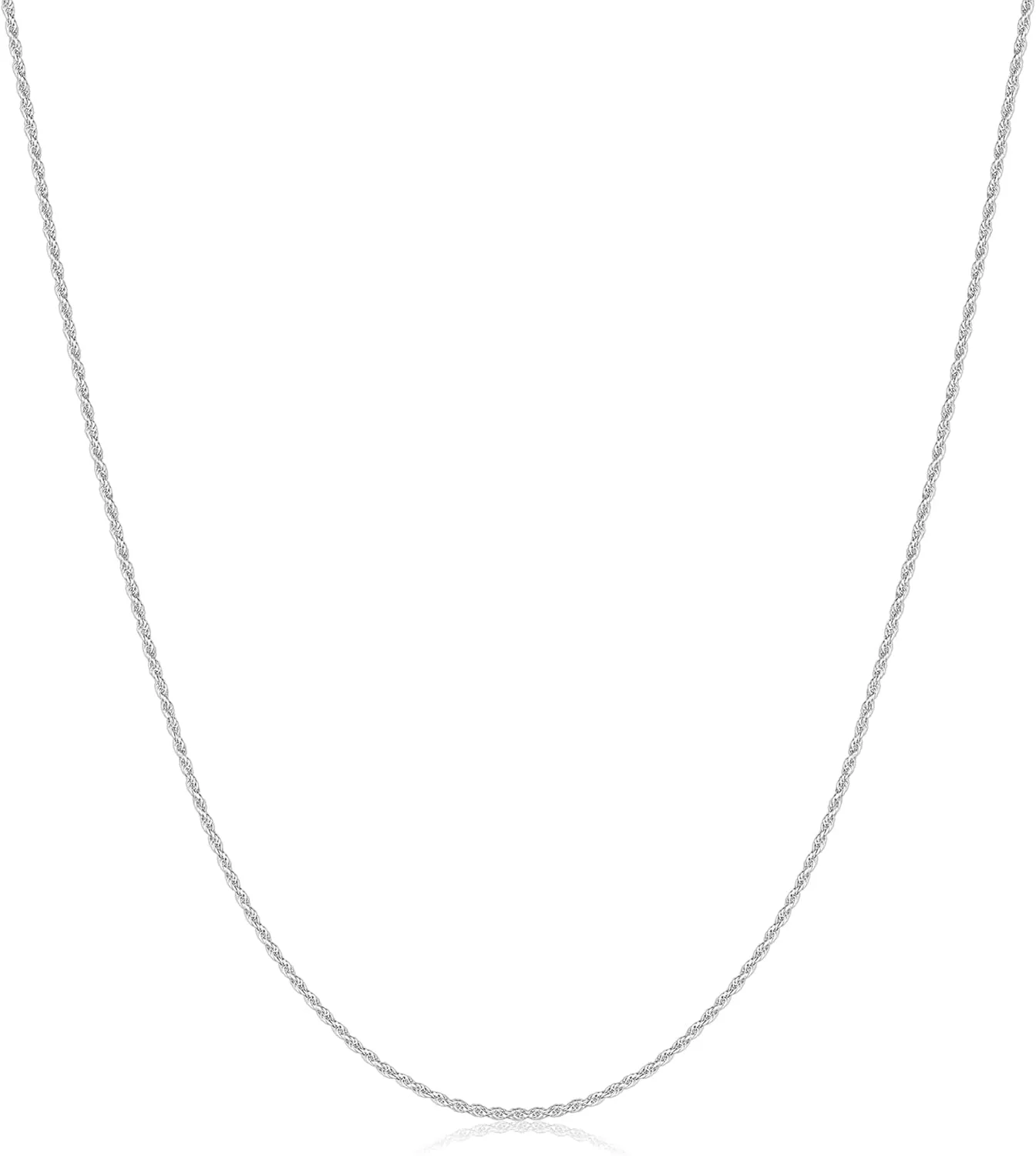 Gacimy 925 Sterling Silver Rope Chain for Women Men, 1.2mm 1.5mm 1.8mm Width 16 18 20 22 24 Inches Length