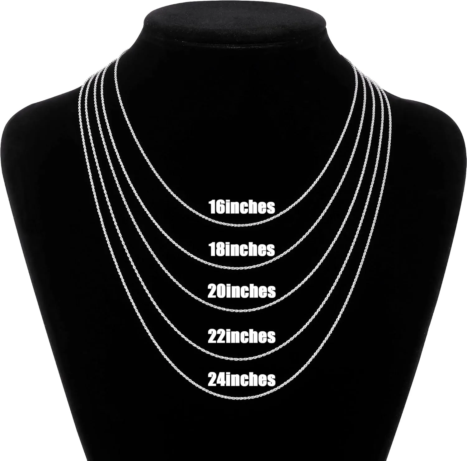 Gacimy 925 Sterling Silver Rope Chain for Women Men, 1.2mm 1.5mm 1.8mm Width 16 18 20 22 24 Inches Length