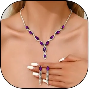 GIGB PBDK Bridal Wedding Rhinestone Jewelry Set for Women Bohemia Adjustable Cubic Zirconia Pendant Necklace Crystal Tassel Earrings Formal Jewelry Accessories