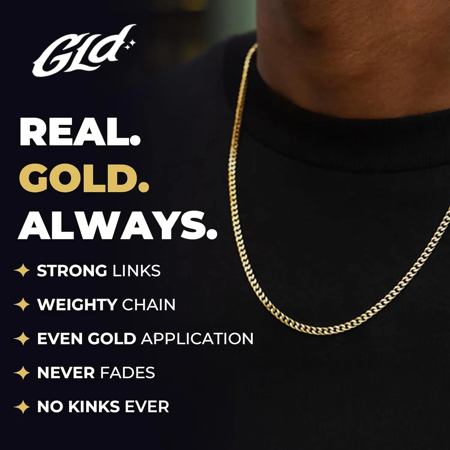 GLD Cuban Link Chain for Men and Women - 2MM - 8MM Gold-Plated Yellow and White Gold - Designed in Miami - Built to Last