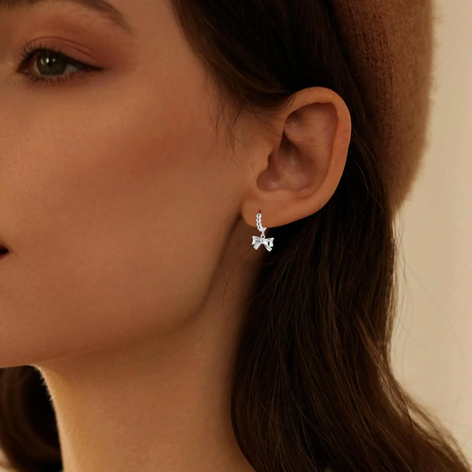 Gold Bow Earrings for Women Big Bow Dangle Earring Ribbon Trendy Cute Statement Bowknot Hoop Dangle Earrings Jewelry Gifts