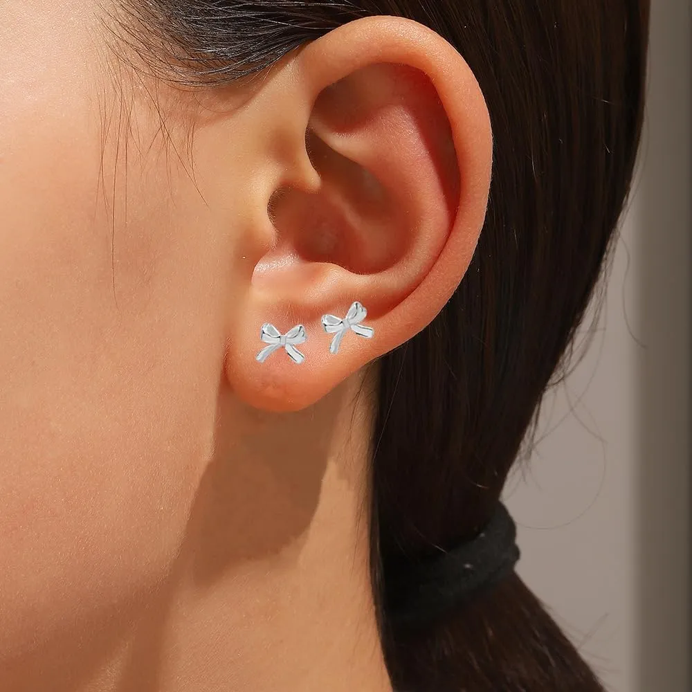 Gold Bow Earrings for Women Gold Bow Stud Earring Dainty Minimalist Simple Small Bow Earrings Jewelry for Her