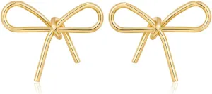 Gold Bow Earrings for Women Statement Ribbon Bow Stud Earrings Bowknot Earrings Jewelry Gifts