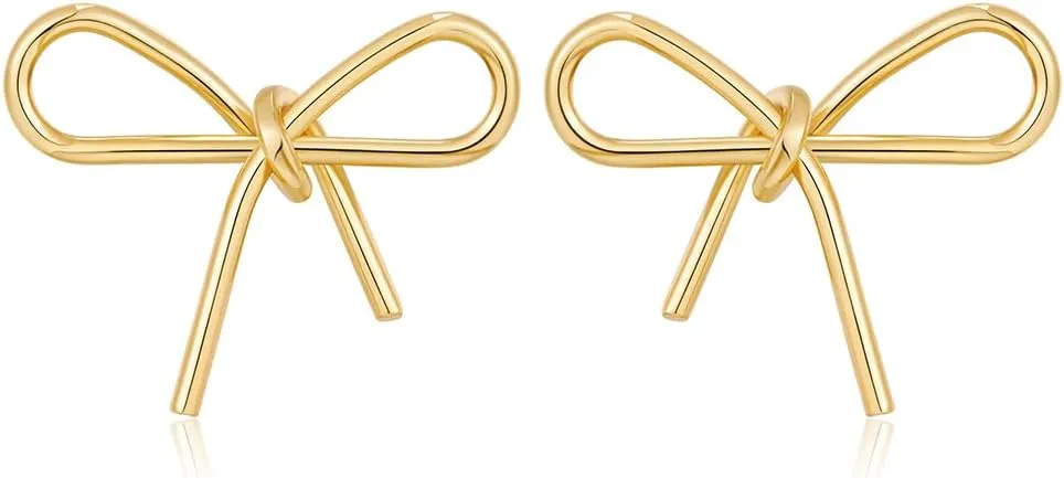 Gold Bow Earrings for Women Statement Ribbon Bow Stud Earrings Bowknot Earrings Jewelry Gifts
