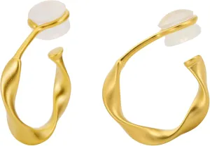 Gold Clip On Earrings for Women Twisted Matte Gold Plated Clip On Hoop Earrings Lightweight Non Pierced Clip On Hoops Adjustable No Piercing Fake Earrings