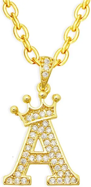 Gold Crown Initial Necklaces for Women Dainty Letter A-Z Pendant Necklace 18K Gold Plated Zirconia Letter Crown Choker Necklace for Women