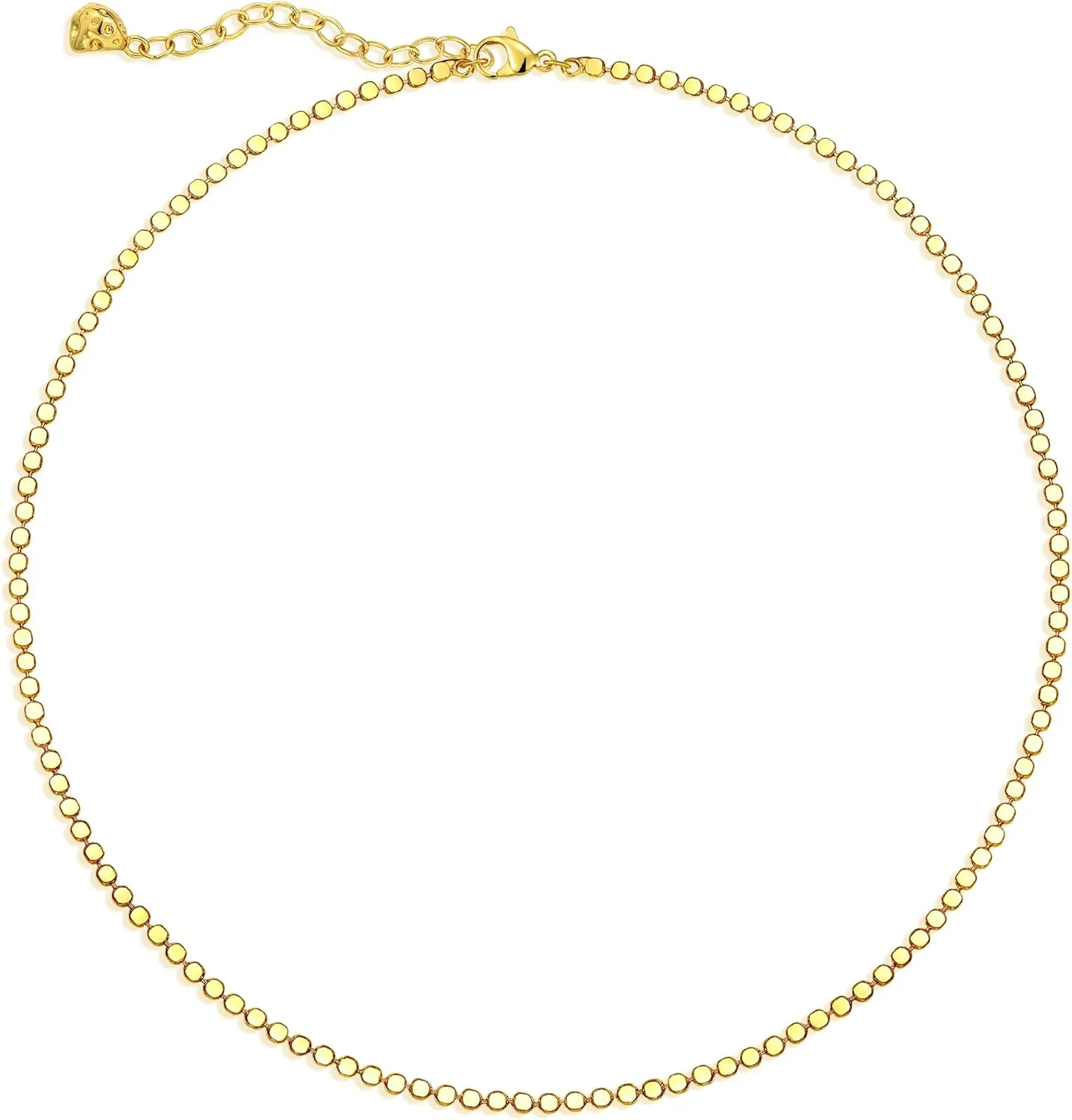 Gold Dainty Choker Necklace for Women 14K Gold Plated Thin Wave Coin Chain Gold Necklace Simple Layered Gold Necklace Minimalist Link Chain Trendy Jewery for Women