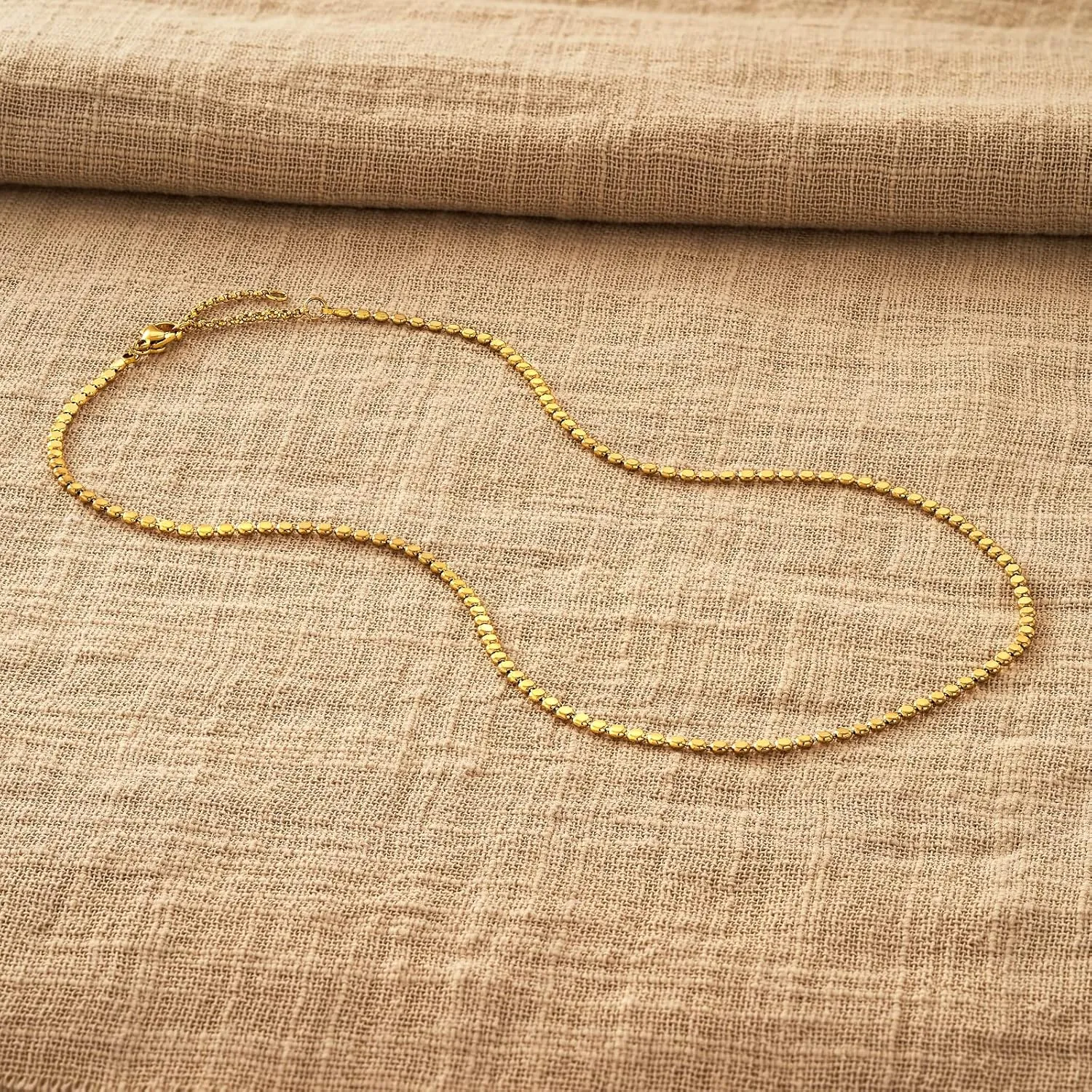 Gold Dainty Choker Necklace for Women 14K Gold Plated Thin Wave Coin Chain Gold Necklace Simple Layered Gold Necklace Minimalist Link Chain Trendy Jewery for Women