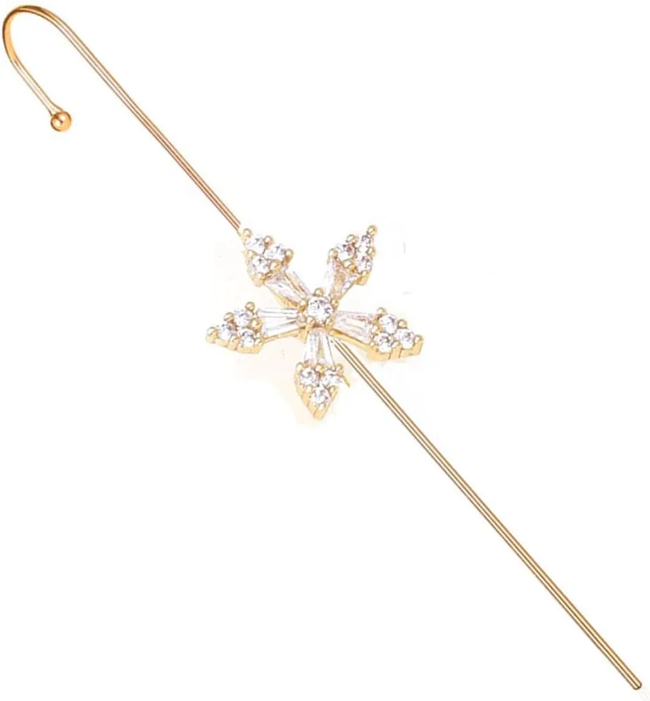 Gold Ear Cuff Earrings for Women Ear Wrap Crawler Hook Earrings Flower CZ Fine Barbell Cartilage Piercing Jewelry Gifts