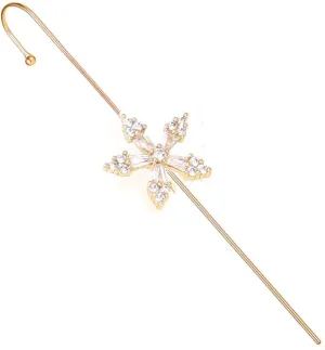 Gold Ear Cuff Earrings for Women Ear Wrap Crawler Hook Earrings Flower CZ Fine Barbell Cartilage Piercing Jewelry Gifts