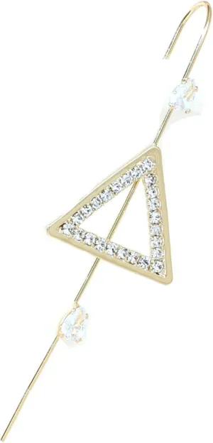 Gold Ear Cuff Earrings for Women Girls Ear Wrap Crawler Hook EarringsTriangle CZ Fine Barbell Cartilage Piercing Jewelry Gifts