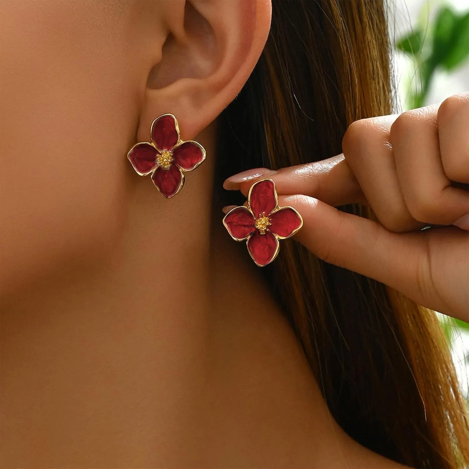 Gold Flower Earrings for Women Flower Stud Earrings Floral Statement Spring Earring Spring Dresses for Women 2025