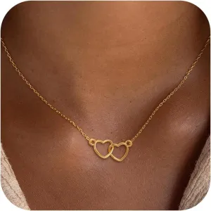 Gold Heart Necklace for Women Girls - 18K Gold Plated Heart Pendant Necklaces Simple Gold Necklace Jewelry for Women Teen Girls Trendy Gifts