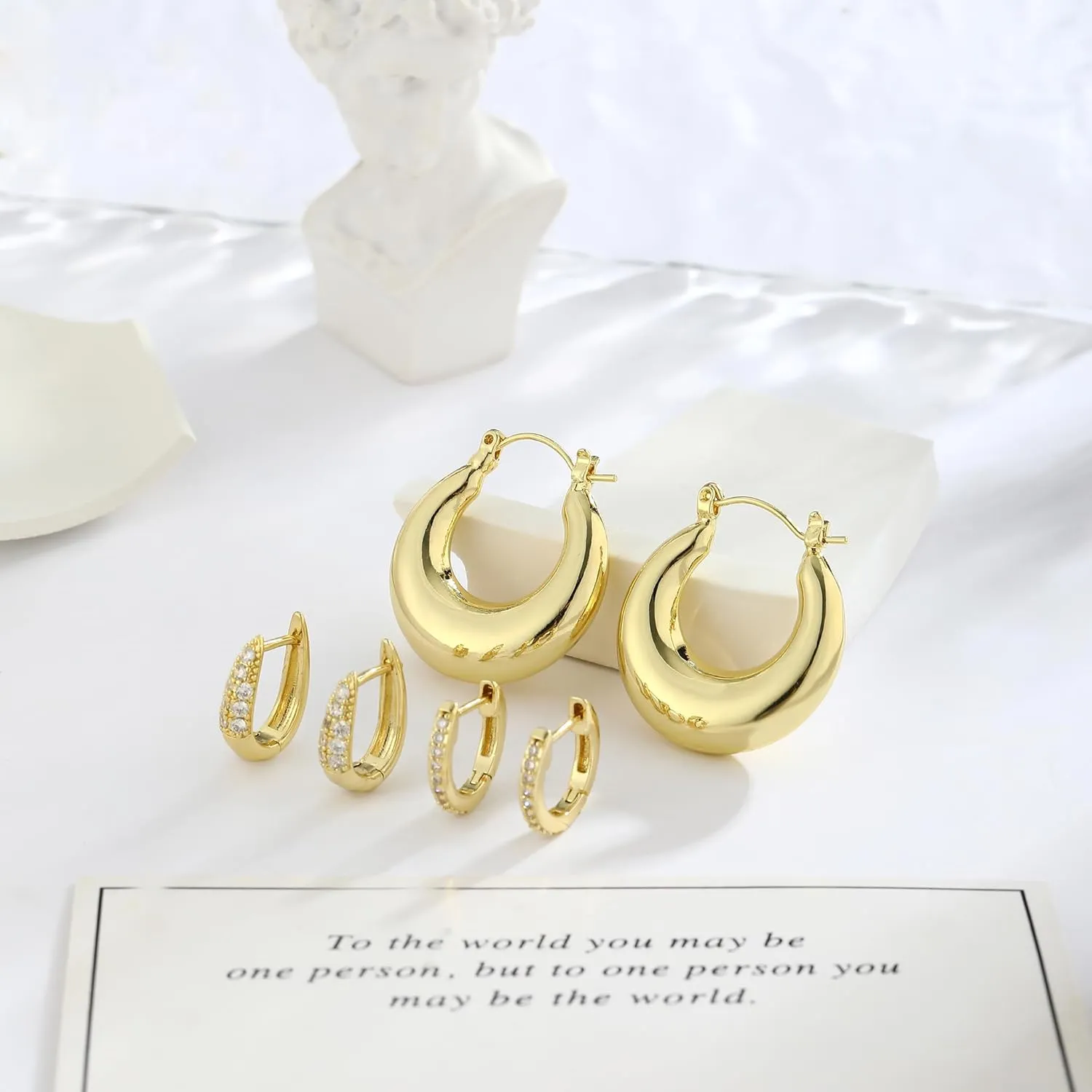 Gold Hoop Earrings for Women, Dainty 14k Gold Plated Trendy Huggie Small Earring Sets for Multiple Piercing Lightweight Stack Hoop Jewelry Gifts