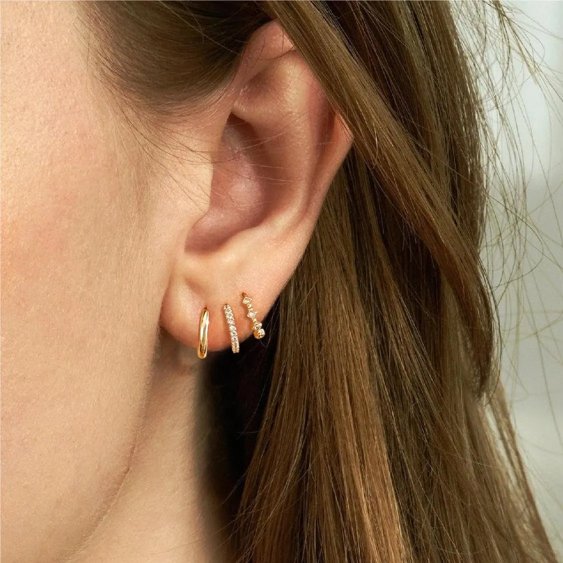 Gold Hoop Earrings for Women Trendy,14K Gold Plated Huggie Earrings Dainty Small Gold Earrings Set Small Cartilage Earrings Thick Hypoallergenic Stud Earrings Stacks Gold Jewelry for Women Gifts