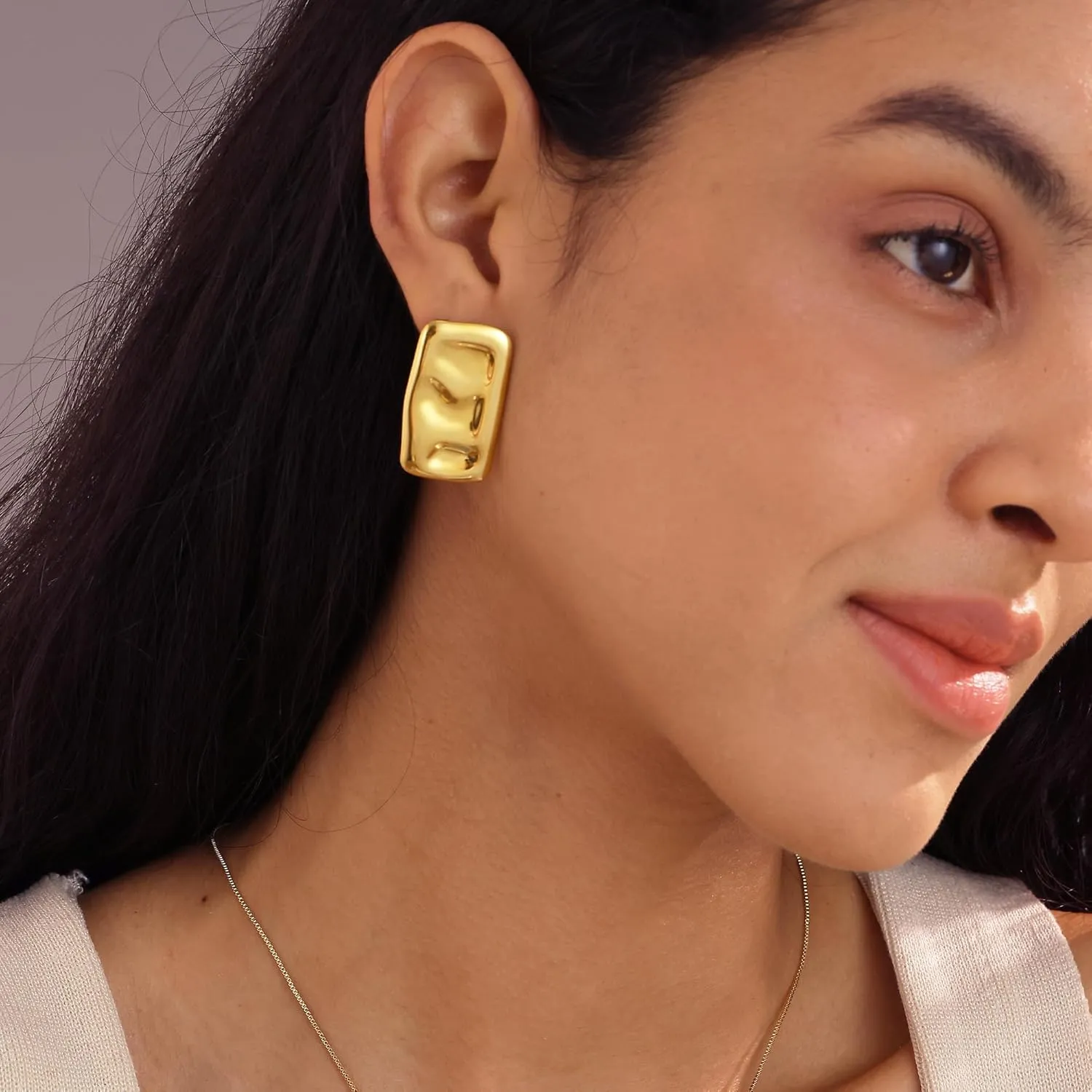 Gold Hoop Earrings for Women,Dainty Chunky Gold Earrings 14k Gold Plated Hypoallergenic Claw CZ Huggie Earrings Small Hoop Earrings for Women Trendy Simple Hoop Earrings Gold Jewelry Gifts
