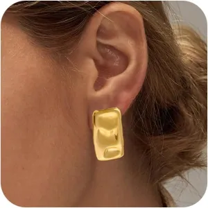 Gold Hoop Earrings for Women,Dainty Chunky Gold Earrings 14k Gold Plated Hypoallergenic Claw CZ Huggie Earrings Small Hoop Earrings for Women Trendy Simple Hoop Earrings Gold Jewelry Gifts