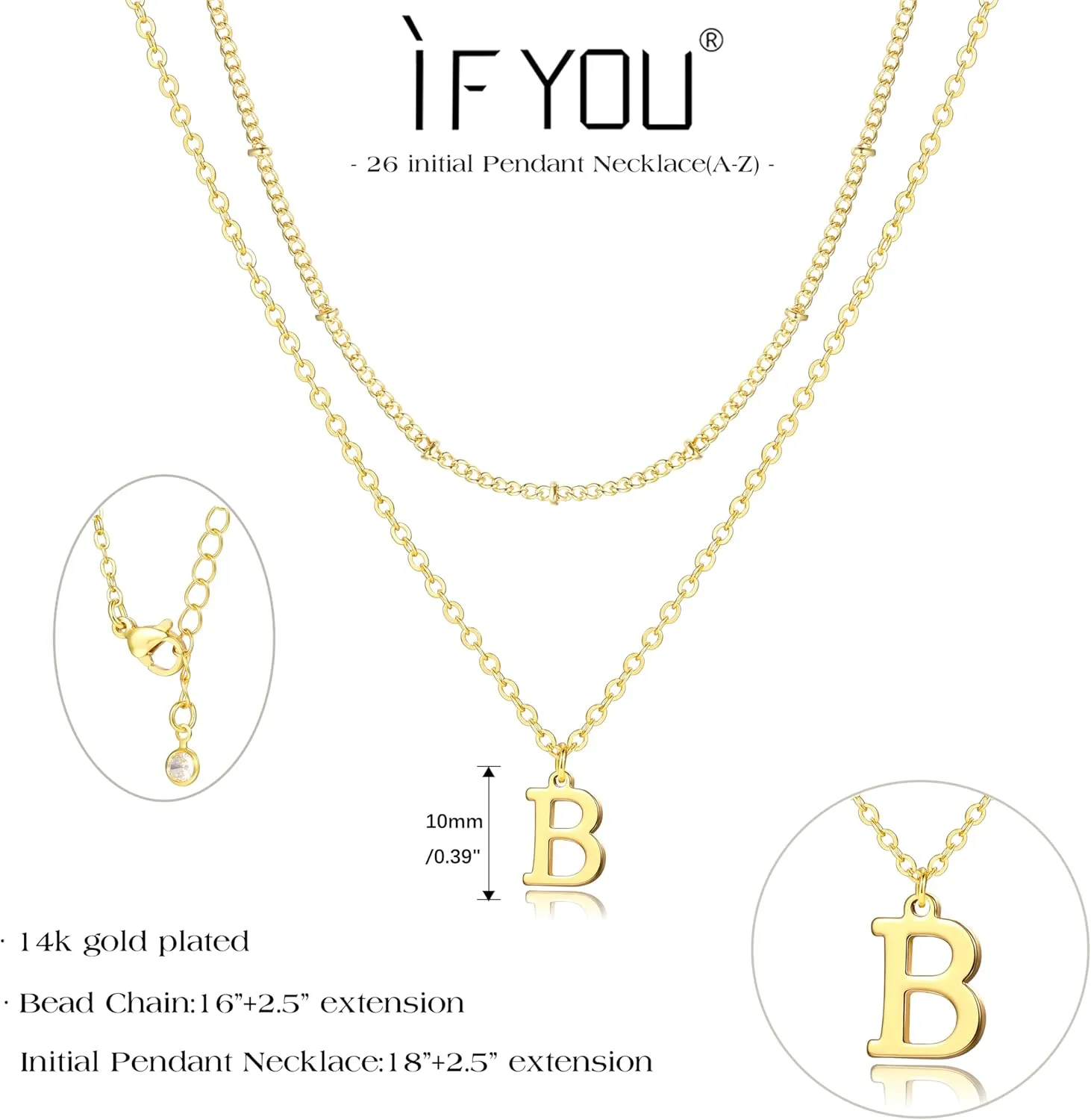 Gold Initial Necklaces for Women, 14K Gold Plated Letter Necklace Tiny A-Z Pendant Choker Cute Necklace Personalized Monogram, Dainty Gold Layered Initial Necklace Jewelry for Women Birthday Gifts