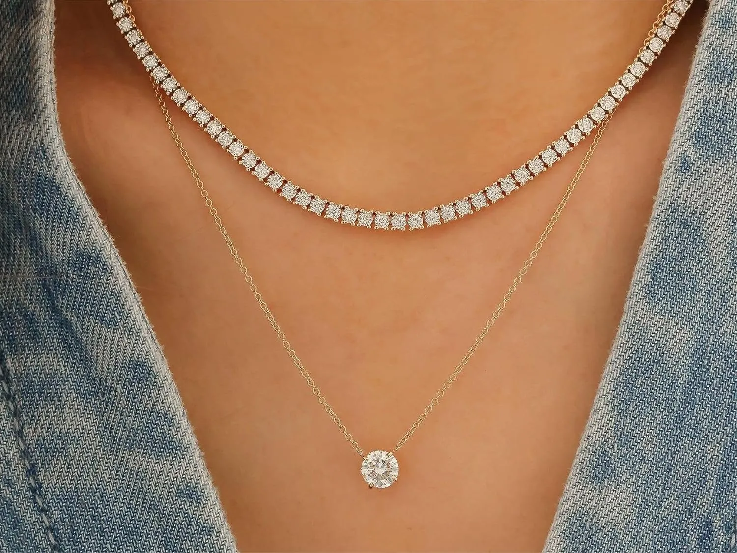 Gold Layered Necklaces for Women, Herringbone Snake Paperclip 14K Gold Plated Chain Choker Necklace Stack Dainty Cute Simple CZ/Pearl/Cross Pendant Necklace Set for Women Trendy Jewelry Gifts